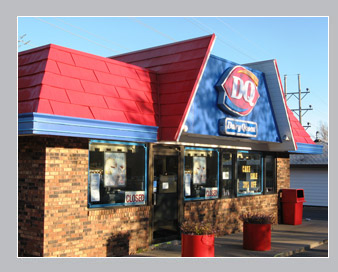 dairy queen red shingle roof building